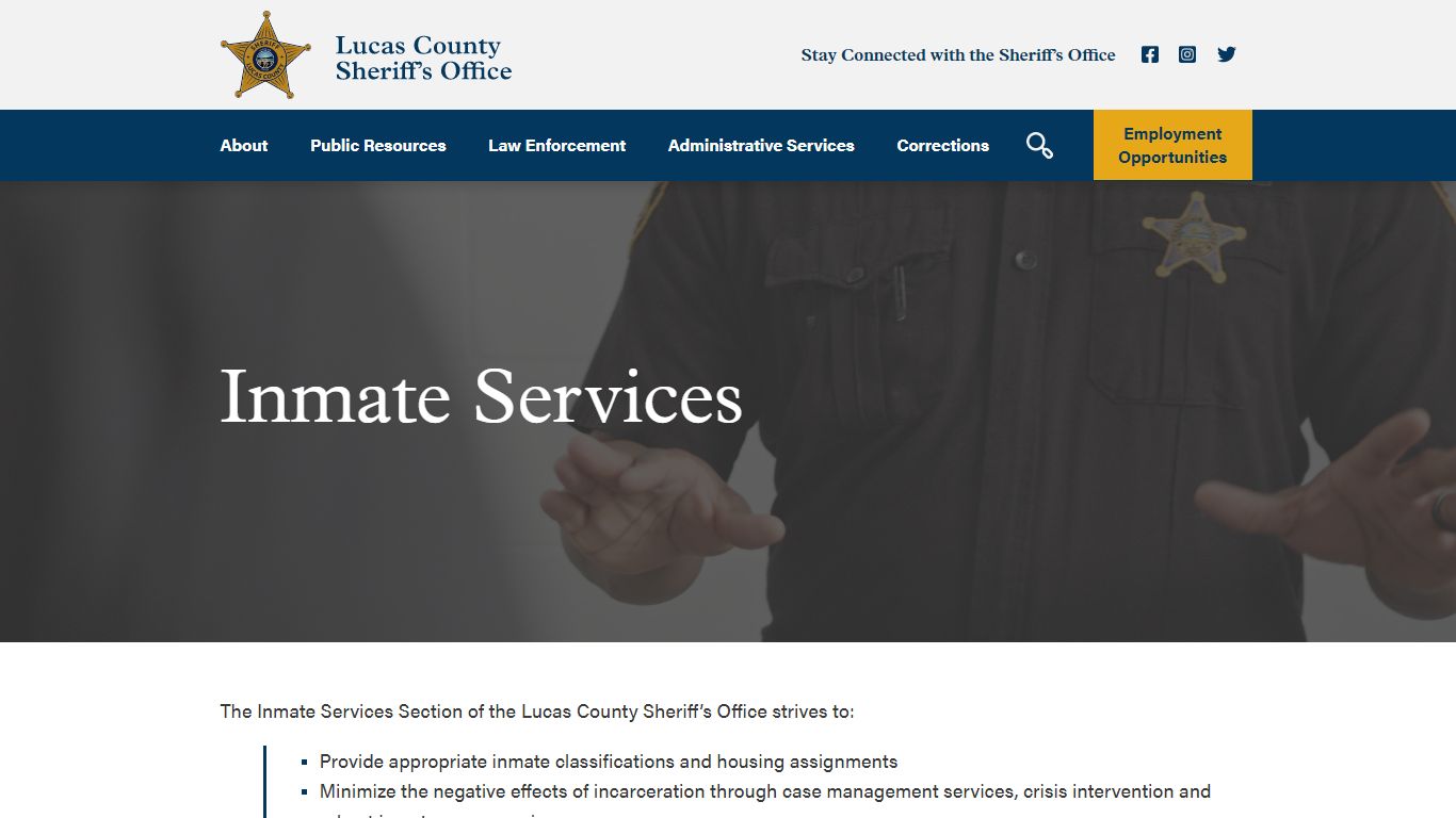 Lucas County Sheriff’s Office | Corrections Center Inmate Services